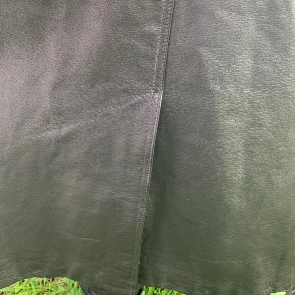 Leather Button Front Belted Trench Coat Men's Black Size XL - Picture 13 of 16